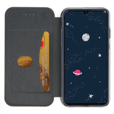 Raudonos spalvos atverčiamas dėklas Huawei P30 Lite Book Elegance su kortelių laikikliu