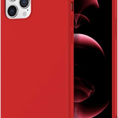 Raudonos spalvos dėklas Apple iPhone 12 Pro Max X-level Dynamic, matomas įrengtas ant telefono