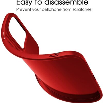 Raudonos spalvos dėklas Apple Iphone 13 X-level Guardian atidarytas ir rodo vidinę pusę