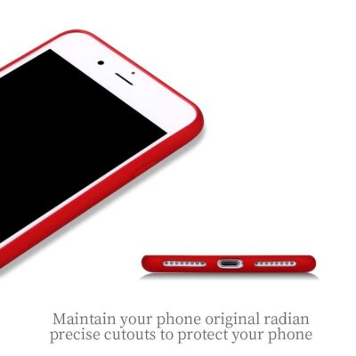 Raudonos spalvos dėklas Apple iPhone 7 8 SE 2020, matomas ekrano kampas ir apačios jungčių išpjovos