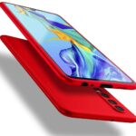 Raudonos spalvos dėklas Huawei P30 X-level Guardian su matine tekstūra ir atverčiamu dizainu