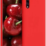 Raudonos spalvos dėklas Samsung Galaxy A505 A50 su matiniu paviršiumi ir tiksliais išpjovomis kamerai