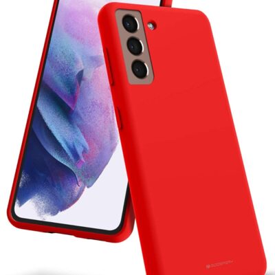 Raudonos spalvos dėklas Samsung Galaxy S21 Mercury Silicone su matiniu paviršiumi ir tiksliomis išpjovomis kameroms