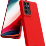 Raudonos spalvos dėklas Samsung Galaxy S21 Ultra Mercury Silicone aplink visą telefoną ir kamerų apsauga