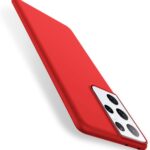 Raudonos spalvos dėklas Samsung Galaxy S21 Ultra S30 Ultra X-level Dynamic su kamera matomas kampu