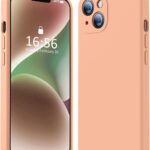 Rausvas dėklas Apple iPhone 14 Plus Liquid Silicone su išpjovomis kameroms ir mygtukams.