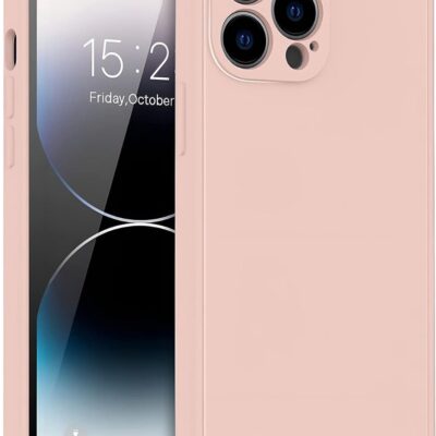 Rausvas dėklas Apple iPhone 14 Pro Max Liquid Silicone 1.5mm ekrano ir kameros apsaugai