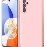 Rausvas dėklas Samsung A165 A16 4G ir A166 A16 5G telefonams, pagamintas iš skysto silikono