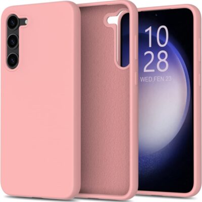 Rausvas dėklas Samsung S936 S25 Plus Liquid Silicone švelniu paviršiumi ir apsauga kamerai