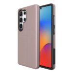 Rausvas dėklas telefonui Samsung S938 S25 Ultra su trikampių raštu paviršiuje