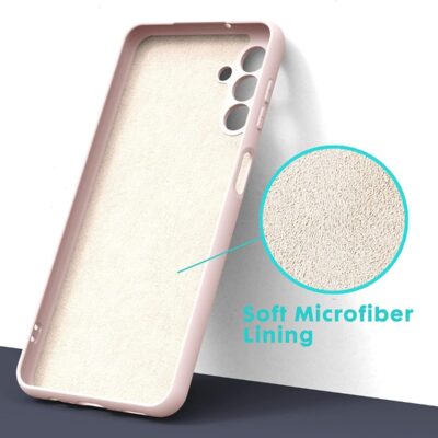 Rausvas silikoninis dėklas Samsung Galaxy A136 A13 5G Liquid Silicone 1,5mm su minkštu mikropluoštu viduje