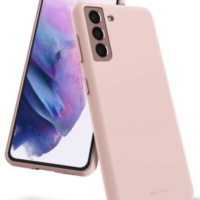 Rausvos spalvos dėklas Samsung Galaxy S21 su atvira ekrano ir kamerų vieta