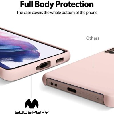 Rausvos spalvos dėklas Samsung Galaxy S21 Plus Mercury Silicone pilnai apsaugo telefono apatinę dalį