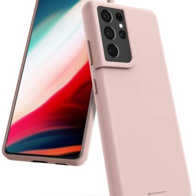 Rausvos spalvos dėklas Samsung Galaxy S21 Ultra Mercury Silicone su apsauga telefonui