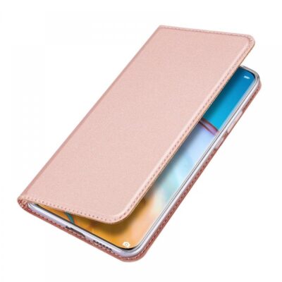 Rozines-auksines spalvos atverciamas deklas Huawei P40 Pro su telefonu viduje