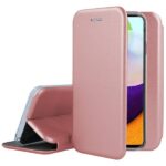 Rožinės-auksinės spalvos atverčiams dėklas Samsung Galaxy A525 A52 su matiniu paviršiumi