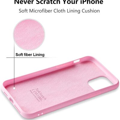 Rožinės spalvos dėklas Apple iPhone 11Pro Max su minkštu mikropluošto vidumi