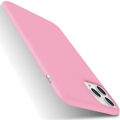 Rožinės spalvos dėklas Apple iPhone 11Pro Max su matiniu paviršiumi ir kameros išpjova