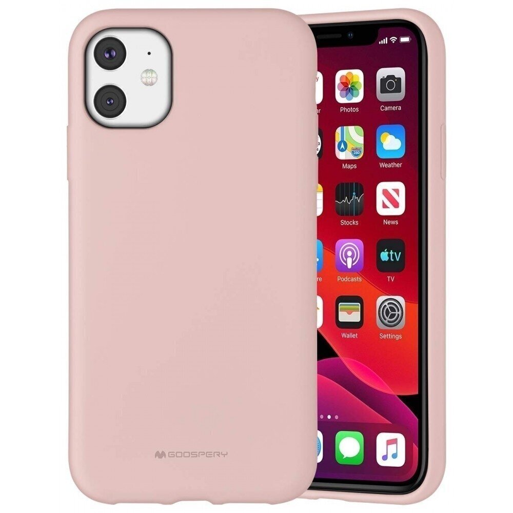 Rožinio smėlio dėklas Apple iPhone 11 Mercury Silicone Rožinio smėlio dėklas Apple iPhone 11 Mercury Silicone matiniu paviršiumi