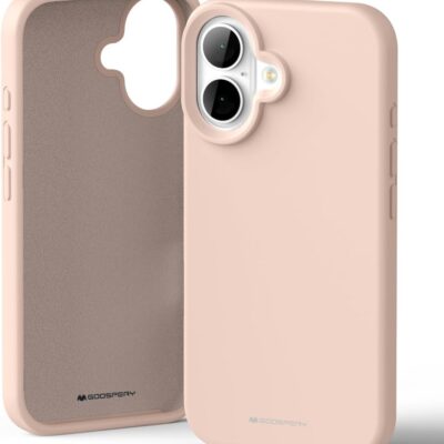 Rožinio smėlio dėklas Apple iPhone 16 Mercury Silicone minkštas silikoninis korpusas