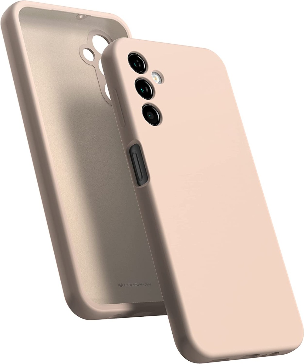 Rožinio smėlio dėklas Samsung Galaxy A145 A14 4G A146 A14 5G Mercury Silicone Rožinio smėlio dėklas Samsung Galaxy A145 A14 4G A146 A14 5G Mercury Silicone su trimis fotoaparato angomis