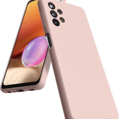 Rožinio smėlio dėklas Samsung Galaxy A235 A23 4G su apsauga kamerai ir ekrano šonais