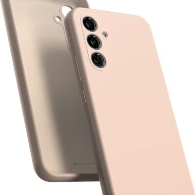 Rožinio smėlio dėklas Samsung Galaxy A546 A54 5G Mercury Silicone su trimis kamerų išpjovomis ir minimalistiniu dizainu