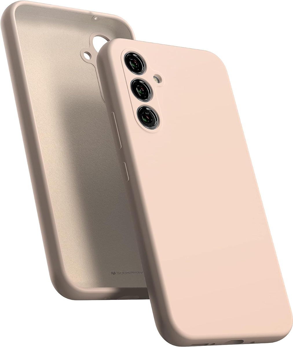 Rožinio smėlio dėklas Mercury Silicone Samsung Galaxy A546 A54 5G Rožinio smėlio dėklas Samsung Galaxy A546 A54 5G Mercury Silicone su trimis kamerų išpjovomis ir minimalistiniu dizainu
