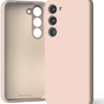 Rožinio smėlio dėklas Samsung S721 S24 FE Mercury Silicone minkštas silikoninis paviršius ir kameros išpjovos