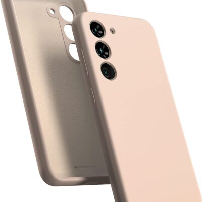 Rožinio smėlio dėklas Samsung S921 S24 Mercury Silicone su išpjovomis trim kameroms ir mygtukams