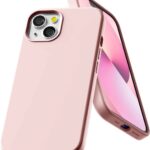 Rozinio smelio spalvos silikoninis deklas Apple iPhone 13 su apsauga kamerai ir mygtukams