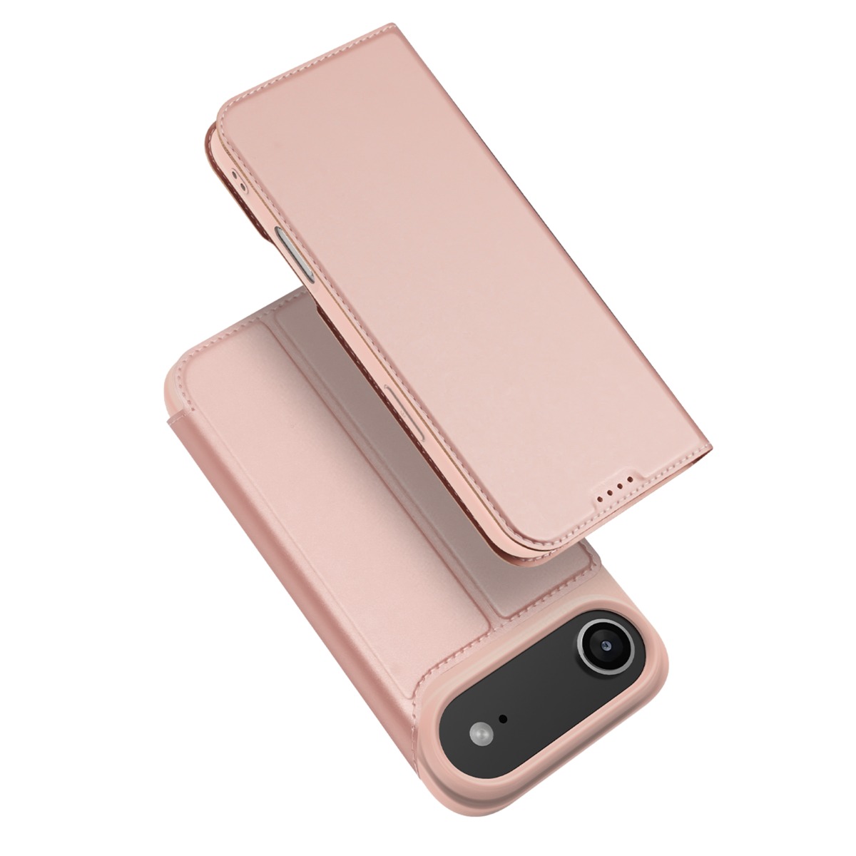 Rožinis-auksinis atverčiamas dėklas Apple iPhone 17 Air Dux Ducis Skin Pro Rožinis-auksinis atverčiamas dėklas Apple iPhone 17 Air su kamera ir juodos spalvos apsauga