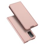 Rožinis-auksinis atverčiamas dėklas Samsung Galaxy A525 A52 su matine paviršiaus tekstūra