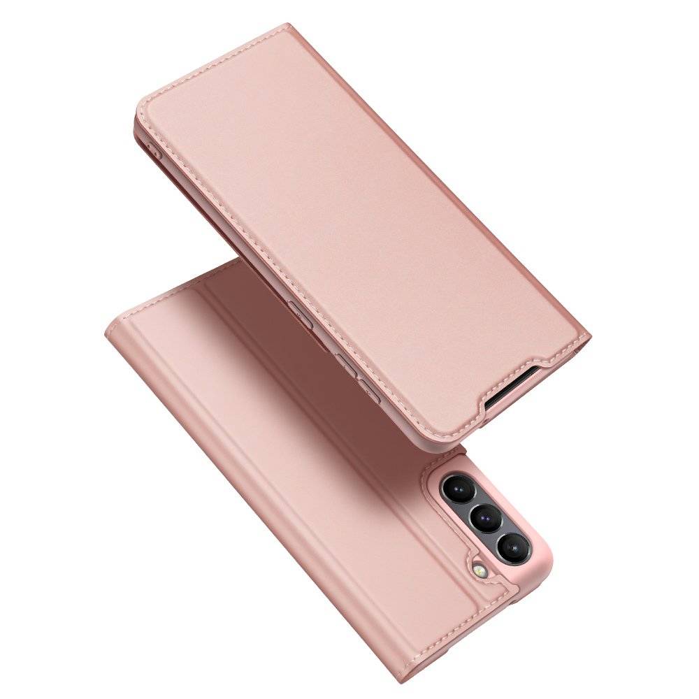 Rožinis-auksinis atverčiamas dėklas Samsung Galaxy S21 FE Dux Ducis Skin Pro Rožinis-auksinis atverčiamas dėklas Samsung Galaxy S21 FE minimalistiniu dizainu