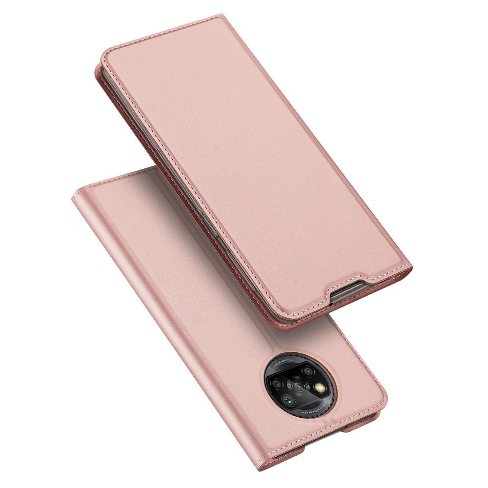 Rožinis-auksinis atverčiamas dėklas Xiaomi Poco X3 NFC Rožinis-auksinis atverčiamas dėklas Xiaomi Poco X3 NFC su apvaliu kameros langeliu
