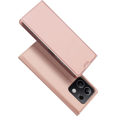 Rožinis-auksinis atverčiamas dėklas Xiaomi Redmi Note 13 5G su matomu fotoaparato išpjova