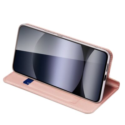 Rozinis-auksinis atverciamas deklas Xiaomi Redmi Note 14 4G Dux Ducis Skin Pro su ismaniuoju telefonu is imtu