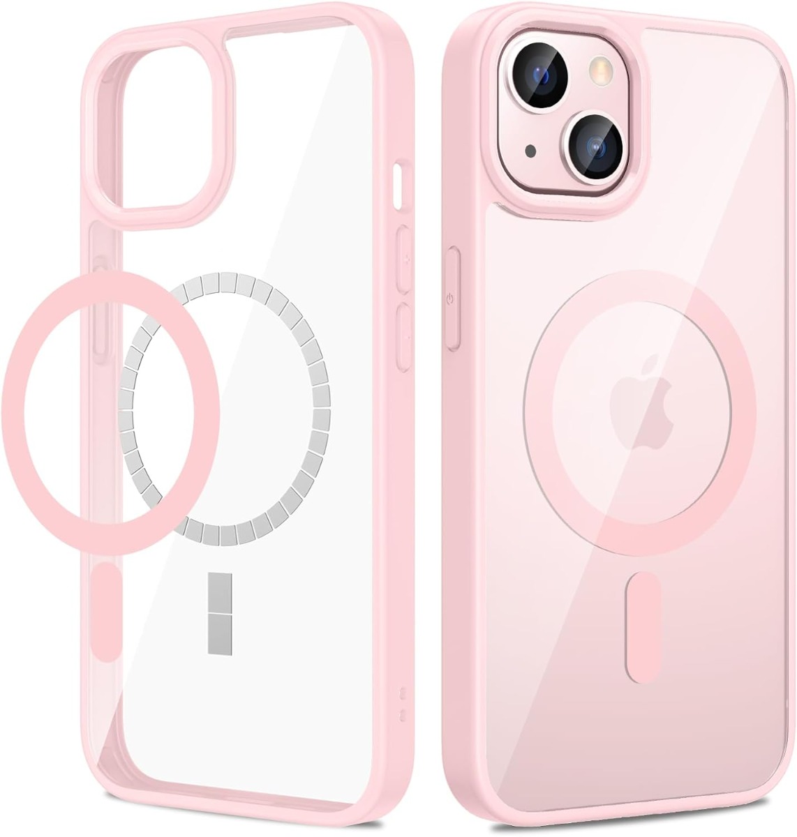 Rožinis dėklas Apple Iphone 14 Premium Mag Cover Rožinis dėklas Apple Iphone 14 Premium Mag Cover su skaidriu pagrindu ir apsauginiu rėmeliu