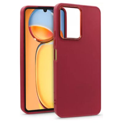 Rožinis dėklas FRAME telefonui Xiaomi Redmi 13C su matiniu paviršiumi ir ryškia kamera išpjova