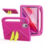 rožinis dėklas lenovo tab m11 tb330 dux ducis puff su rankena ir geltonu stovu