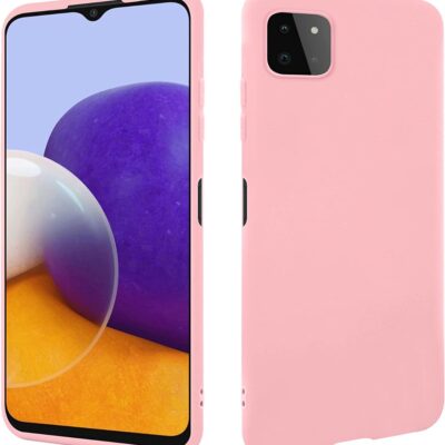 Rožinis dėklas Samsung Galaxy A226 A22 5G X-level Dynamic, matomas priekinis ir galinis telefono vaizdas