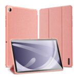 Rožinis dėklas Samsung Galaxy Tab A9 Plus 11.0 X210 su tekstūruota paviršiaus medžiaga ir lankstomu dangteliu