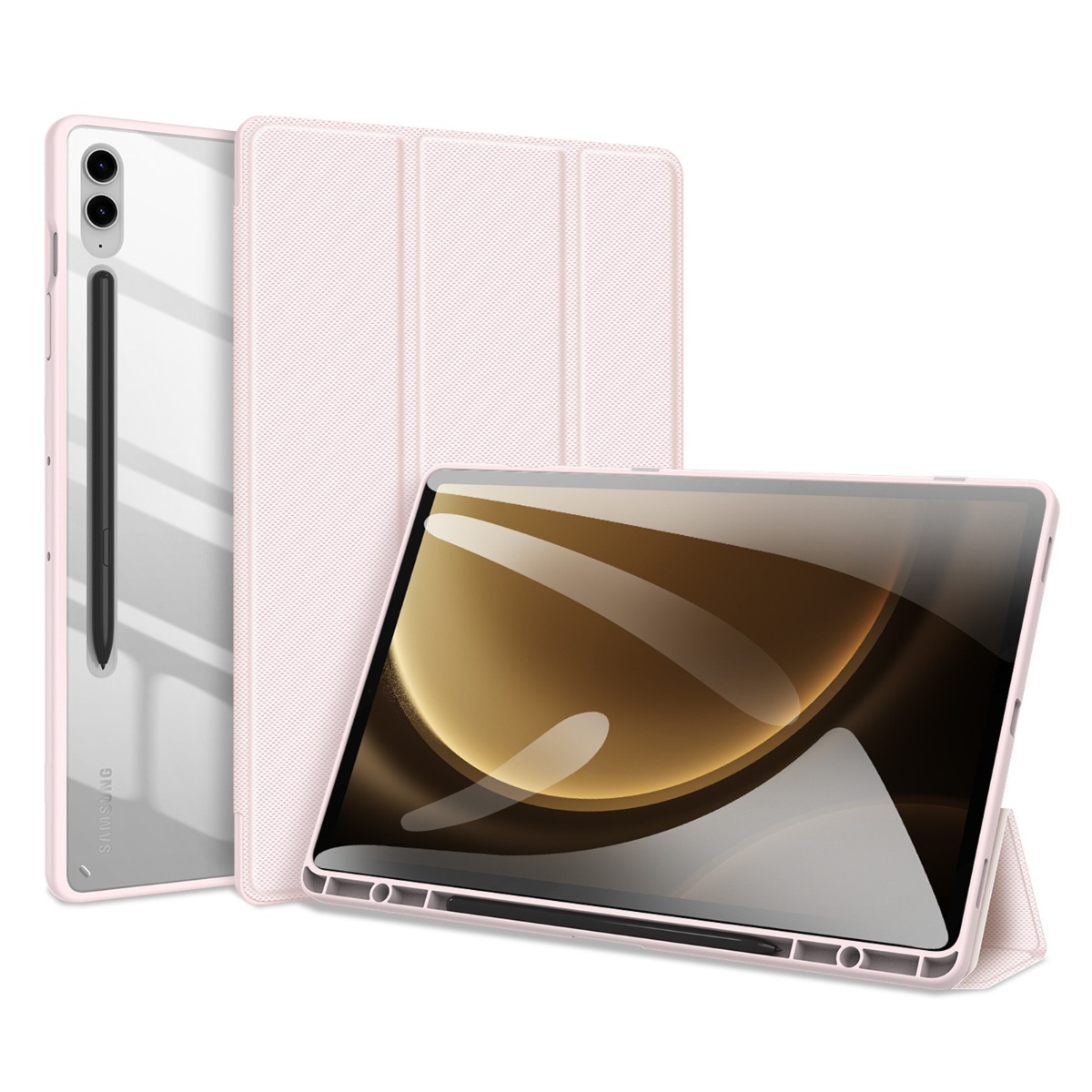 Rozinis deklas Samsung X610 X616 Tab S9 FE Plus Dux Ducis Toby Rozinis deklas Samsung X610 X616 Tab S9 FE Plus Dux Ducis Toby su teksturiniu pavirsiumi ir kryzmine islenkta priekyje