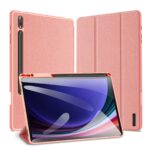 Rožinis dėklas Samsung X816 Tab S9 Plus su tekstūruota paviršiaus dalimi ir stovu
