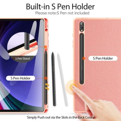 Rožinis dėklas Samsung X820 Tab S10 Plus Dux Ducis Domo su integruotu S pieštuko laikikliu