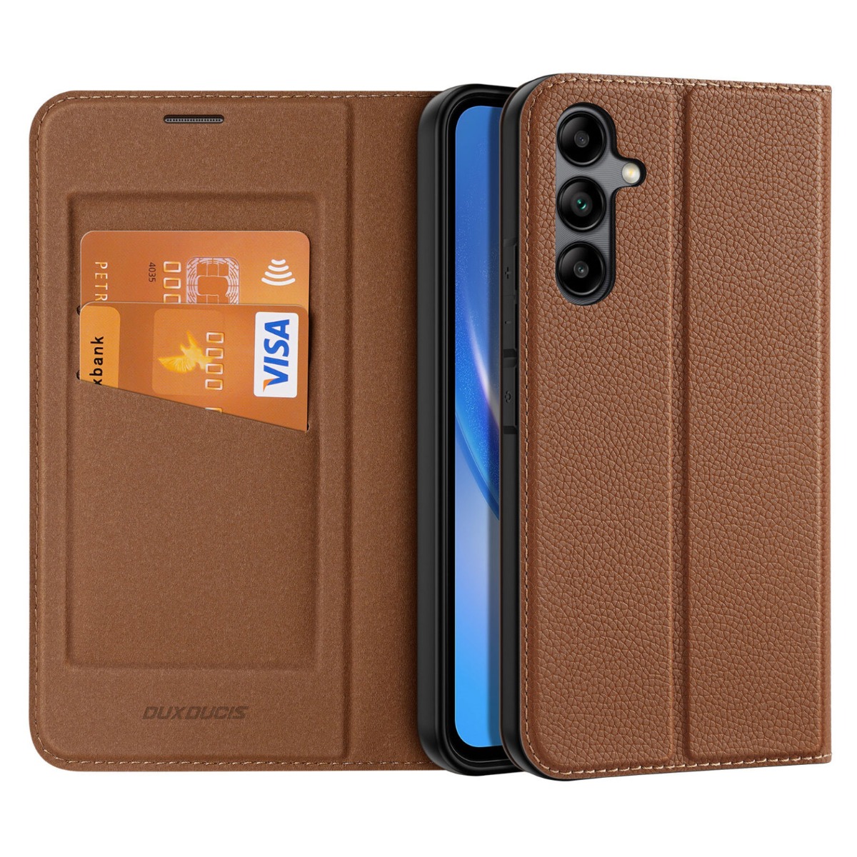 Rudas atverčiamas dėklas Samsung Galaxy A346 A34 5G Dux Ducis Skin X2 Rudas atverčiamas dėklas Samsung Galaxy A346 A34 5G Dux Ducis Skin X2 su kortelių laikikliais