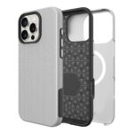 Sidabrinis dėklas telefonui Apple Iphone 13 Pro su trikampių raštu