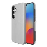 Sidabrinis dėklas telefonui Samsung G991 S21 5G su trikampių raštu aplink visą paviršių