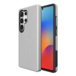 Sidabrinis dėklas telefonui Samsung S938 S25 Ultra Perfectionists Triangle su trikampių tekstūra