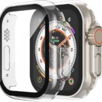 Skaidrus apsauginis stikliukas deklas 360 degree cover Apple Watch 45mm pilnas apsauginis korpusas